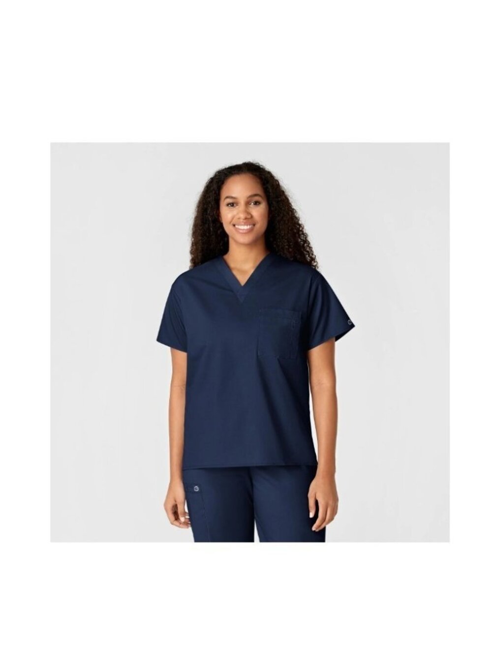 WONDERWINK WonderWork V-neck Unisex Short Sleeve Scrub Top 100- LARGE -Navy
